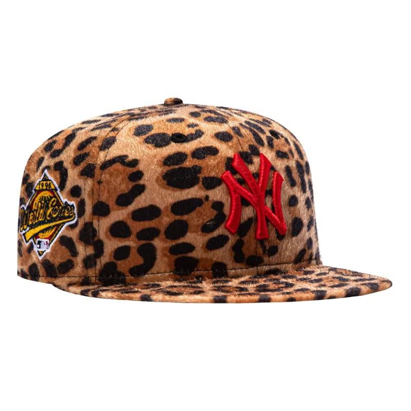 New Era New York Yankees fitted hat Leopard Print Faux Fur colorway - New Era 59Fifty Safari New York Yankees 1996 World Series Patch Hat – Leopard Print Faux Fur