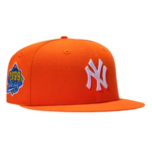 New Era New York Yankees fitted hat Orange, White colorway - New Era 59Fifty New York Yankees 1999 World Series Patch Hat – Orange, White