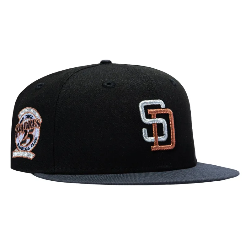 New Era San Diego Padres fitted hat Black, Graphite colorway - New Era Drops Sleek Padres Fitted with 25th Anniversary Patch