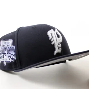 New Era Philadelphia Phillies fitted hat Navy Gray Under Brim colorway - Philadelphia Phillies 1996 All Star Game 59Fifty New Era Fitted Hat (Navy Gray Under Brim)