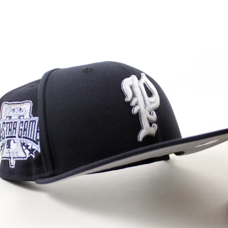 New Era Philadelphia Phillies fitted hat Navy Gray Under Brim colorway - Philadelphia Phillies 1996 All Star Game 59Fifty New Era Fitted Hat (Navy Gray Under Brim)