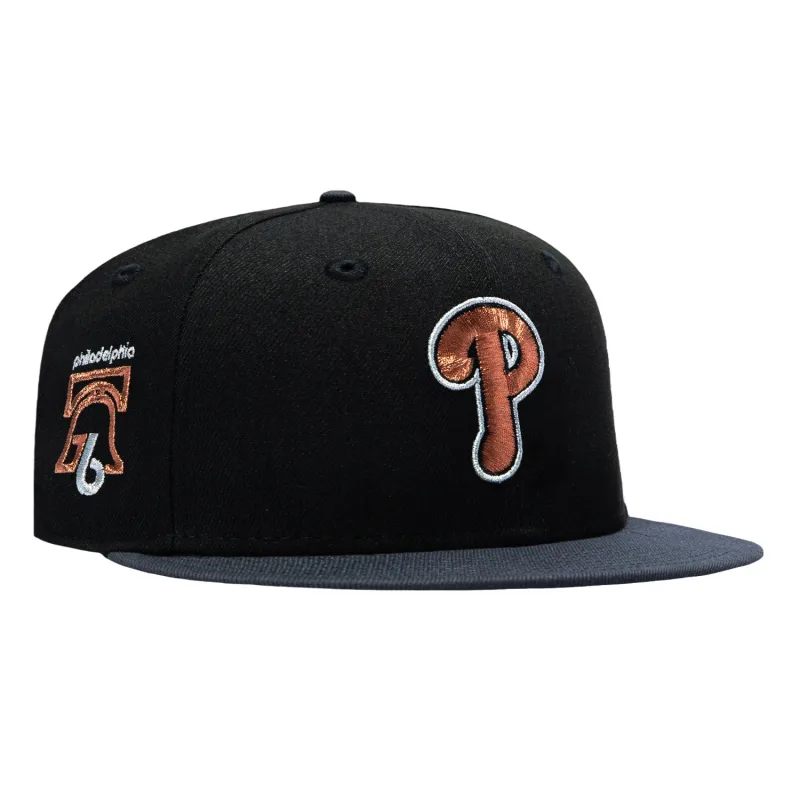 New Era Philadelphia Phillies fitted hat Black, Graphite colorway - New Era Drops Sleek Phillies Fitted with Liberty Bell Patch