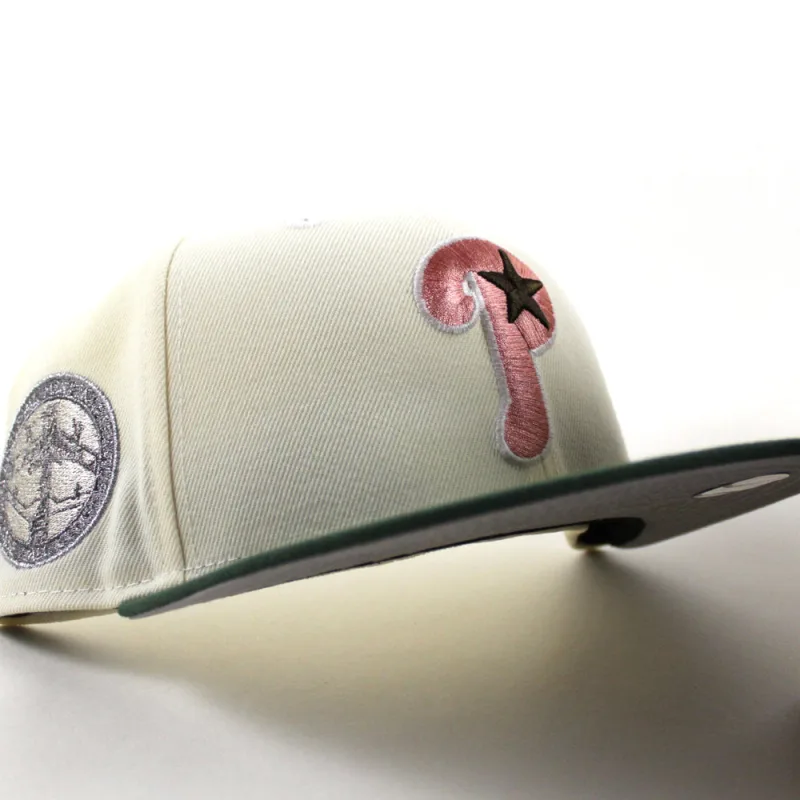 New Era Philadelphia Phillies fitted hat Chrome White Mountain Green Gray Under Brim colorway - New Era Drops Clean Phillies Fitted in Chrome White with Green Gray Under Brim