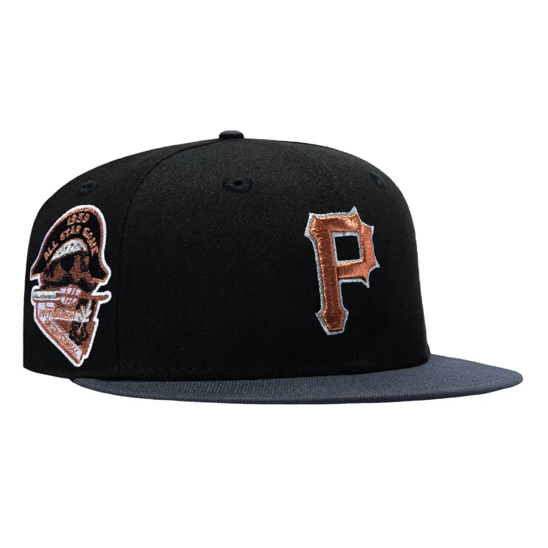 New Era Pittsburgh Pirates fitted hat Black, Graphite colorway - New Era 59Fifty Anthracite Pittsburgh Pirates 1959 All Star Game Patch Hat – Black, Graphite