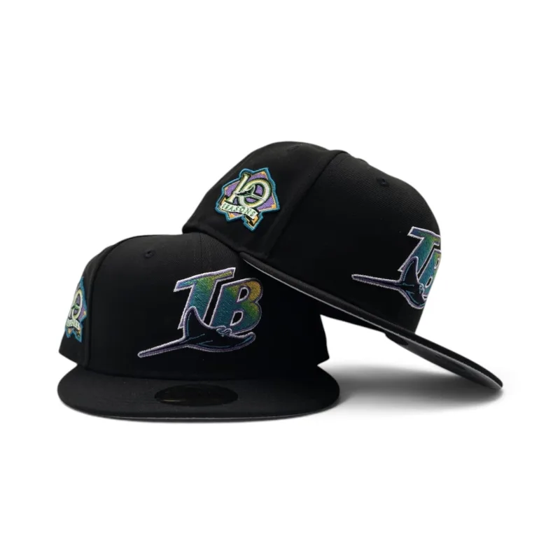 New Era Tampa Bay Rays fitted hat black, gray colorway - New Era Drops Clean Rays 10 Seasons Side Patch Fitted in Black and Gray