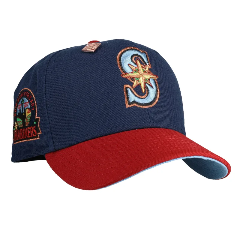 New Era Seattle Mariners fitted hat navy, red, blue, copper colorway - Seattle Mariners 30th Anniversary Navy/Red Copper Metallic 59Fifty Fitted Hat