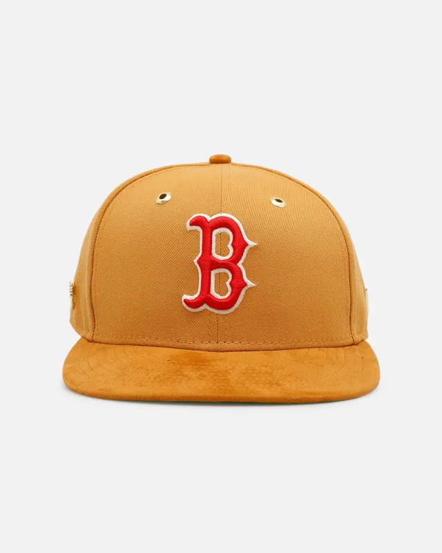 New Era Boston Red Sox fitted hat red, tan, wheat colorway - Timberland x New Era Boston Red Sox Fitted Brings Workwear Vibes to the 59FIFTY