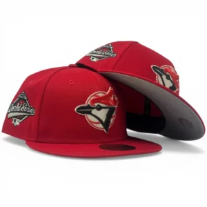 New Era Toronto Blue Jays fitted hat red, blue colorway - Toronto Blue Jays 1993 World Series Fitted Hats-Red