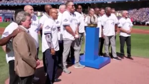 Toronto Blue Jays players celebrating during their 1986 10th anniversary season