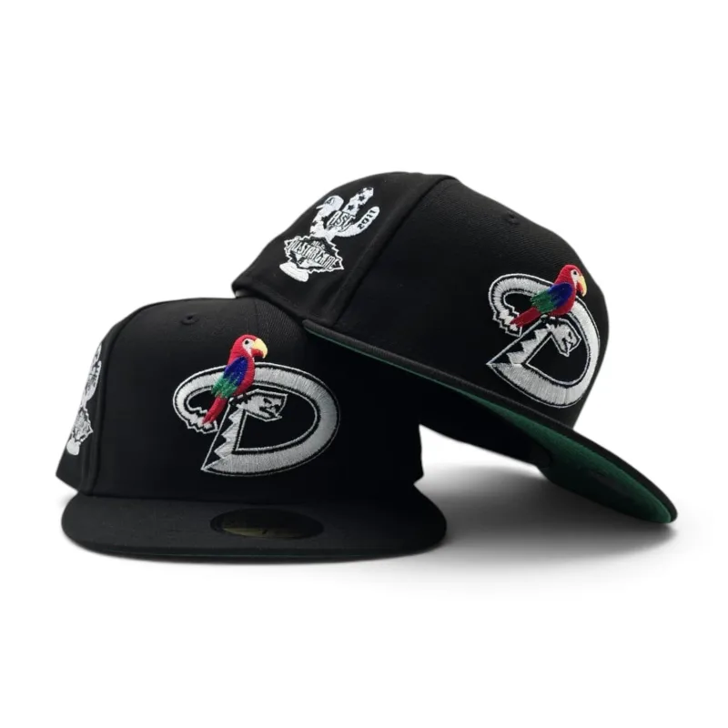 New Era Arizona Diamondbacks fitted hat black, green colorway - Black Arizona Diamondbacks Parrot Logo Green Bottom 2011 All Star Game Side Patch New Era 59Fifty Fitted