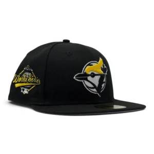 New Era Toronto Blue Jays fitted hat black, blue, yellow colorway - 1993 World Series Fitted: New Era’s Black & Yellow Blue Jays Tribute Drops
