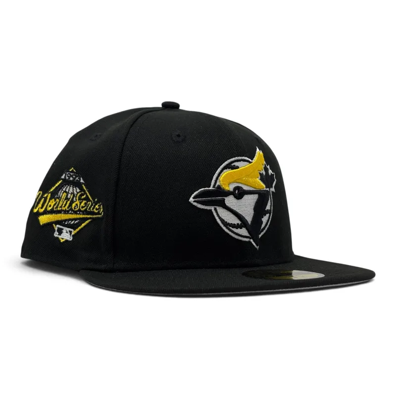 New Era Toronto Blue Jays fitted hat black, blue, yellow colorway - 1993 World Series Fitted: New Era’s Black & Yellow Blue Jays Tribute Drops
