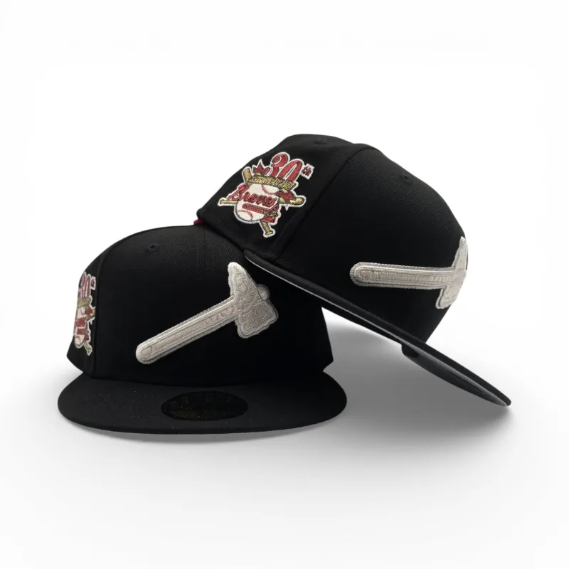 New Era Atlanta Braves fitted hat black, gray colorway - New Era Drops Clean Atlanta Braves Fitted with 30th Season Side Patch