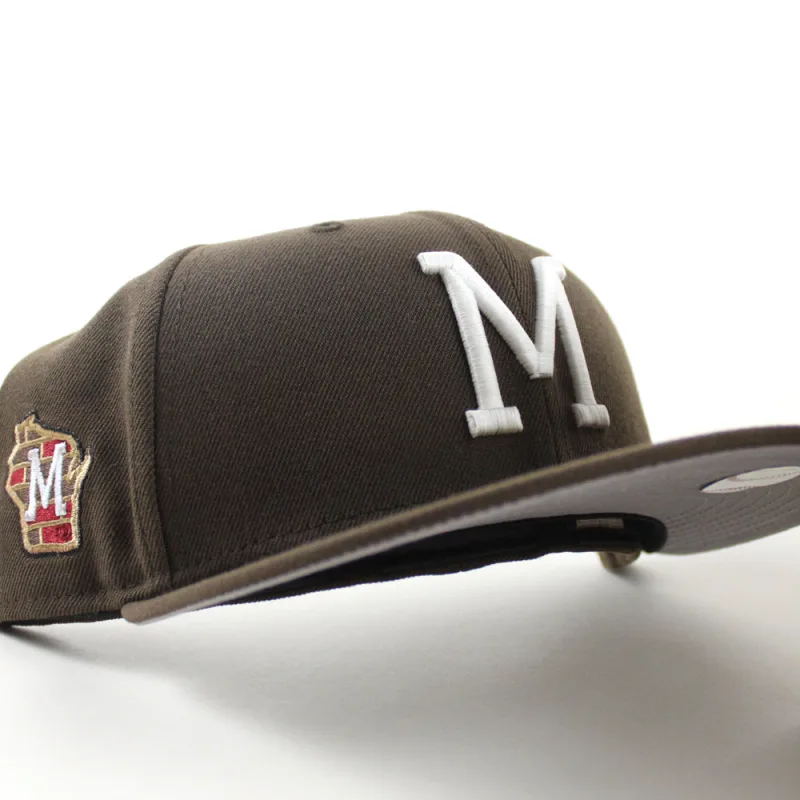 New Era Milwaukee Brewers fitted hat Walnut Gray Under Brim colorway - New Era Drops Clean Milwaukee Brewers State Patch Fitted with Walnut Gray Under Brim