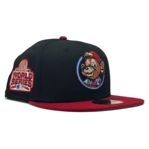 New Era Chicago Cubs fitted hat black, red colorway - Chicago Cubs 2016 World Series New Era Fitted Hat-Black Red Velvet