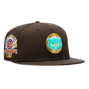 New Era Chicago Cubs fitted hat Brown colorway - New Era 59Fifty Spumoni Chicago Cubs 1990 All Star Game Patch 1979 Pink UV Hat – Brown