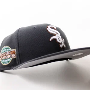 New Era Chicago White Sox fitted hat Dark Graphite Gray Under Brim colorway - Chicago White Sox 2005 World Series New Era Fitted 59Fifty Hat (Dark Graphite Gray Under Brim)