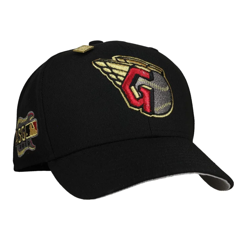 New Era Cleveland Guardians fitted hat black, grey, gold colorway - Cleveland Guardians 2019 All Star Game Black Gold Metallic 59Ffity New Era Fitted Hat