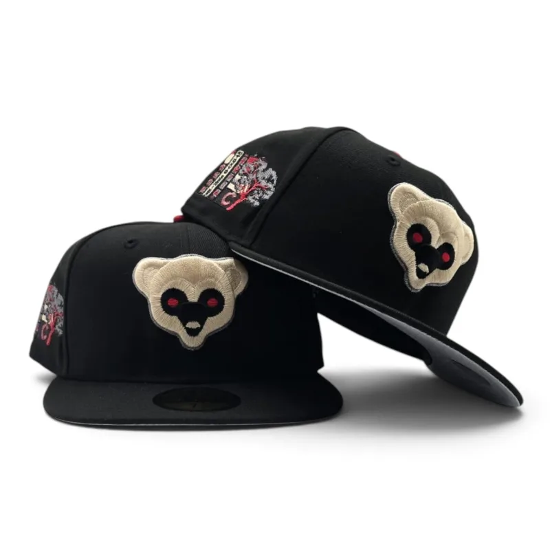 New Era Chicago Cubs fitted hat black, gray colorway - New Era Cubs Fitted Lands with Tokyo Series Side Patch and Gray Bottom Finish