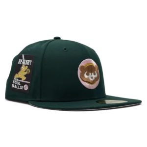 New Era Chicago Cubs fitted hat green, pink colorway - New Era Drops Playful Cubs Fitted with Pink Brim ‘Be Alert’ Foul Ball Theme