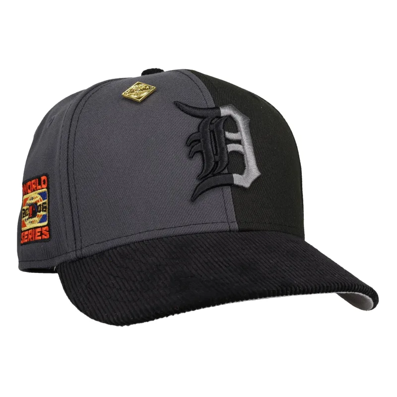 New Era Detroit Tigers fitted hat black, grey colorway - Detroit Tigers 2006 World Series Grey Black Pinwheel Corduroy 59Fifty Fitted Hat
