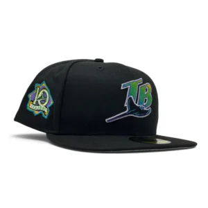 New Era Tampa Bay Rays fitted hat black colorway - New Era Drops Devil Rays 10th Season Fitted in Sleek Black