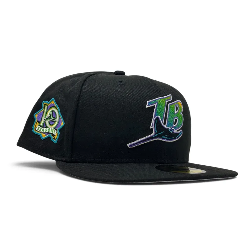 New Era Tampa Bay Rays fitted hat black colorway - New Era Drops Devil Rays 10th Season Fitted in Sleek Black