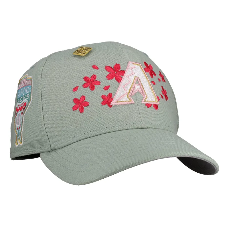 New Era Arizona Diamondbacks fitted hat grey, green, pink colorway - Arizona Diamondbacks 1998 Inaugural Season Fitted: New Era Blooms with Desert Colors