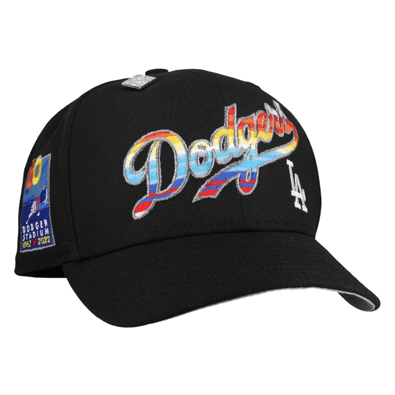 New Era Los Angeles Dodgers fitted hat black, grey colorway - Dodgers 60th Anniversary Fitted: New Era Honors L.A.’s West Coast Legacy in Metallic Style