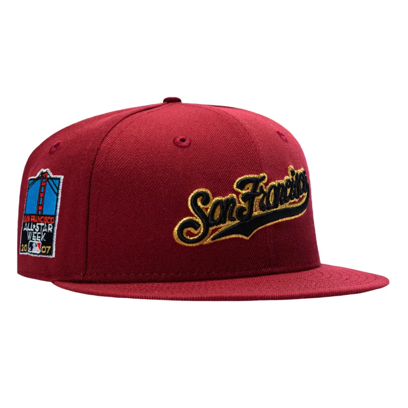 New Era New York Giants fitted hat Black, Black, Metallic Gold colorway - 2007 All-Star Week Fitted: New Era Drops San Francisco Giants Black and Metallic Gold Script Hat