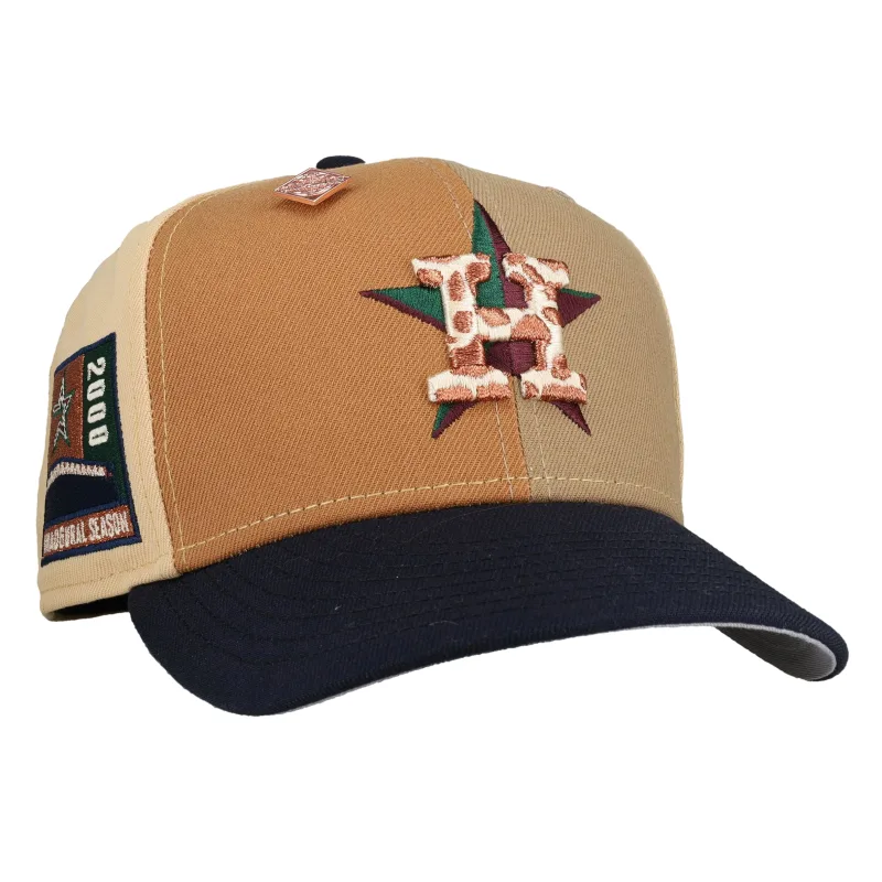 New Era Houston Astros fitted hat grey, orange, tan colorway - Houston Astros 2000 Inaugural Season Tan/Orange Pinwheel 59Fifty Fitted Hat