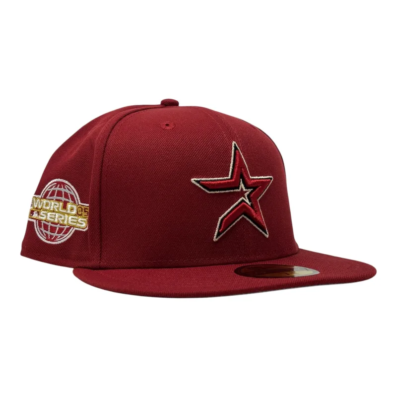 New Era Houston Astros fitted hat red colorway - Houston Astros Brick Red 2005 World Series New Era Fitted Hat-Brick Red