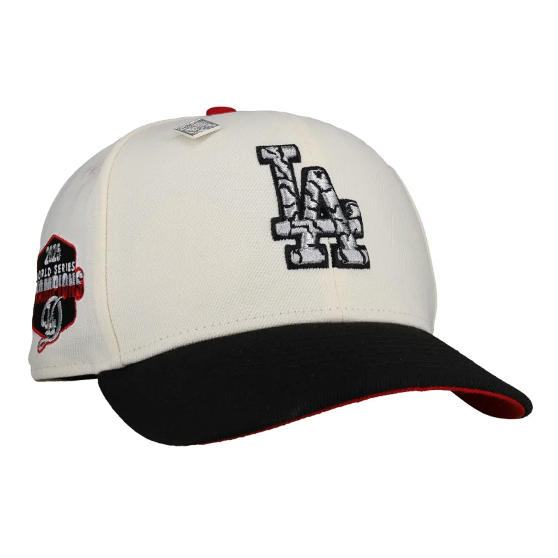 New Era Los Angeles Dodgers fitted hat black, white, red, chrome colorway - Los Angeles Dodgers 2025 World Series Chrome/Black 59Fifty Fitted Hat