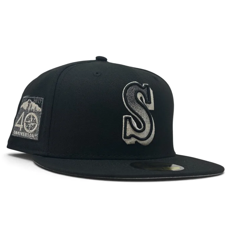 New Era Seattle Mariners fitted hat black colorway - Seattle Mariners 40th Anniversary Fitted: New Era’s Black Metallic Gradient Tribute