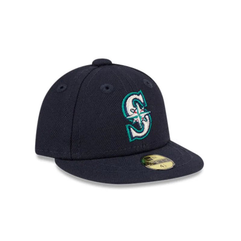 New Era Seattle Mariners fitted hat Navy colorway - New Era Mini Me: Seattle Mariners Fitted Gets a Tiny Navy Twist