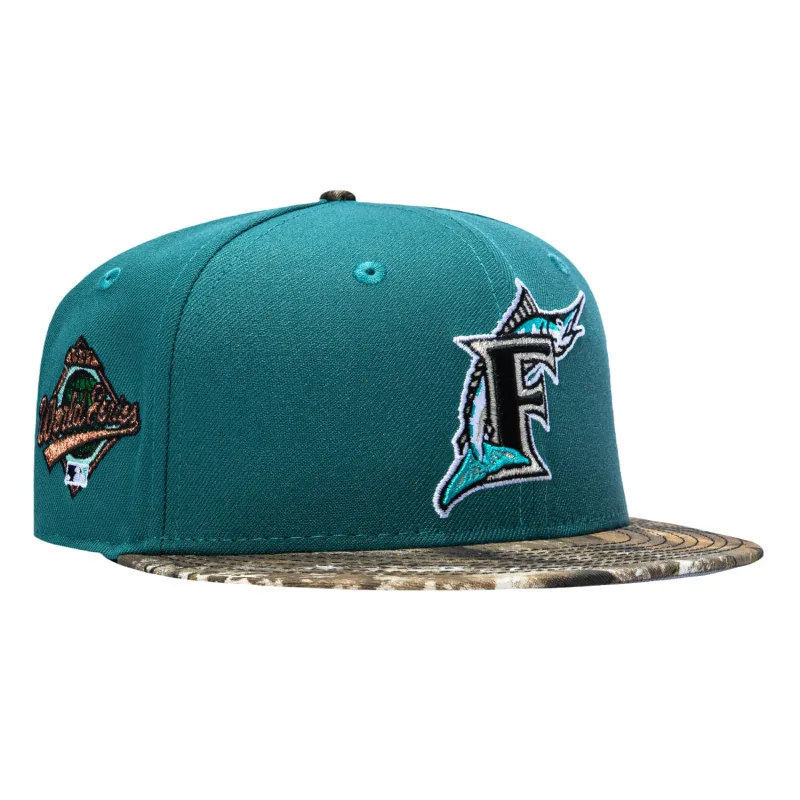 New Era Miami Marlins fitted hat Green, Realtree colorway - 1997 World Series Fitted: New Era Goes Wild with Marlins Realtree Camo APX