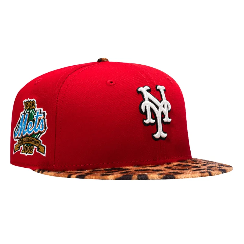New Era New York Mets fitted hat Red, Leopard Print Faux Fur colorway - Wild Style Fitted: New Era’s Mets 40th Anniversary Safari Hat Roars Into Hat Club
