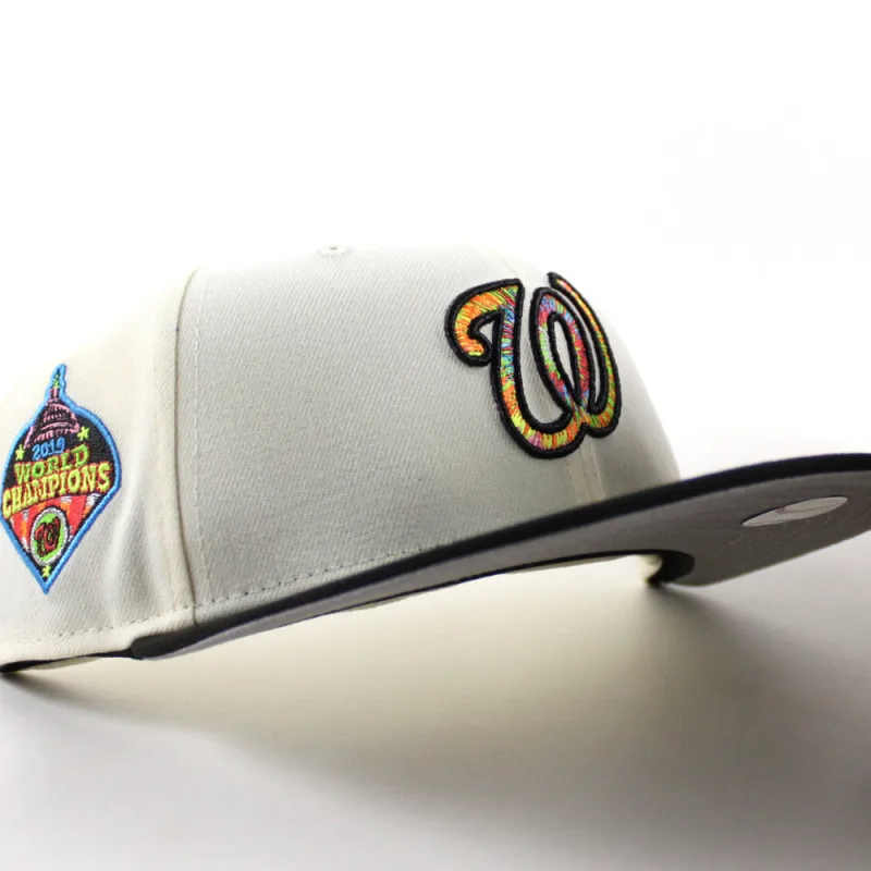 New Era Washington Nationals fitted hat Chrome White Black Gray Bottom colorway - New Era Nationals Fitted Celebrates That 2019 Championship Run