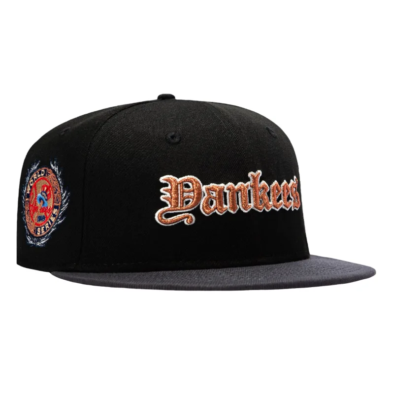 New Era New York Yankees fitted hat Black, Graphite, Metallic Copper colorway - New Era 59Fifty New York Yankees 1949 World Series Patch Old English Hat – Black, Graphite, Metallic Copper