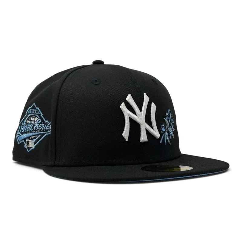 New Era New York Yankees fitted hat black colorway - New York Yankees 1996 World Series Floral Logo Fitted Hat-Black Sky