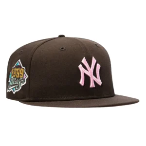 New Era New York Yankees fitted hat Brown colorway - New Era 59Fifty Spumoni New York Yankees 1999 World Series Patch Pink UV Hat – Brown