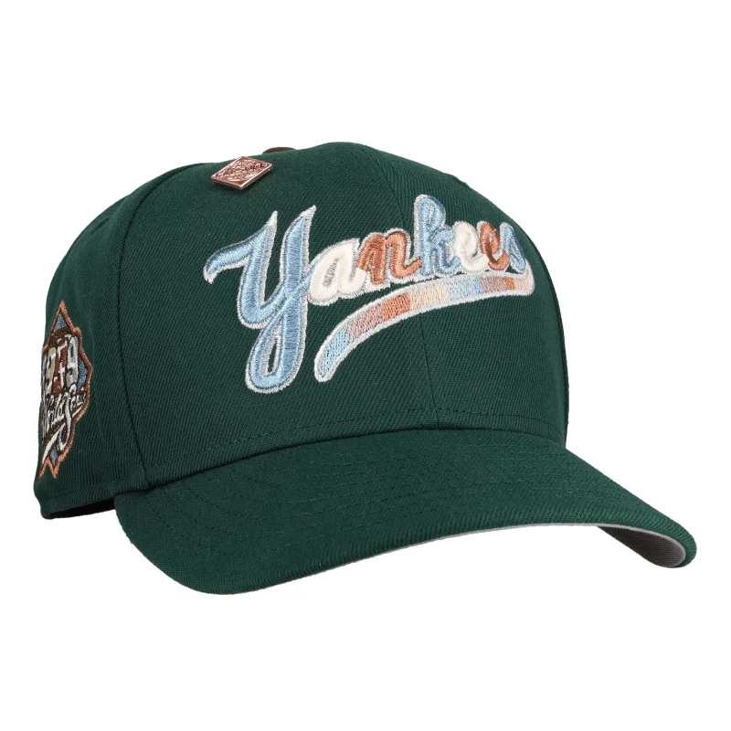 New Era New York Yankees fitted hat grey, green colorway - New York Yankees 1999 World Series Green Gradient Script 59Fifty Fitted Hat