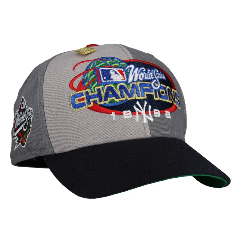 New Era New York Yankees fitted hat navy, grey, green, graphite colorway - New York Yankees 1998 World Series Script Graphite/Navy 59Fifty Fitted Hat