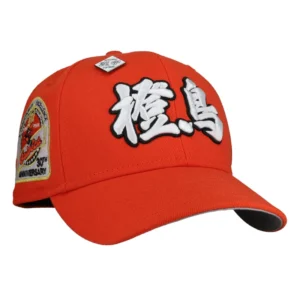New Era Baltimore Orioles fitted hat grey, orange colorway - Baltimore Orioles 30th Anniversary Kanji Fitted: New Era Honors Camden Yards Era in Orange