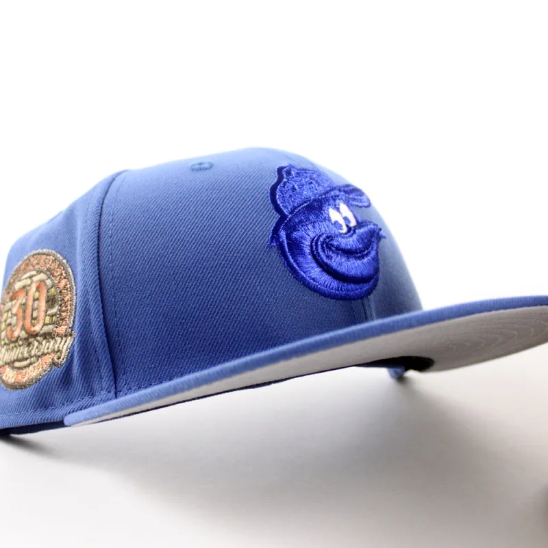 New Era Baltimore Orioles fitted hat Indigo Blue Gray Under Brim colorway - Baltimore Orioles 30th Anniversary Fitted: New Era Honors Camden Yards Legacy