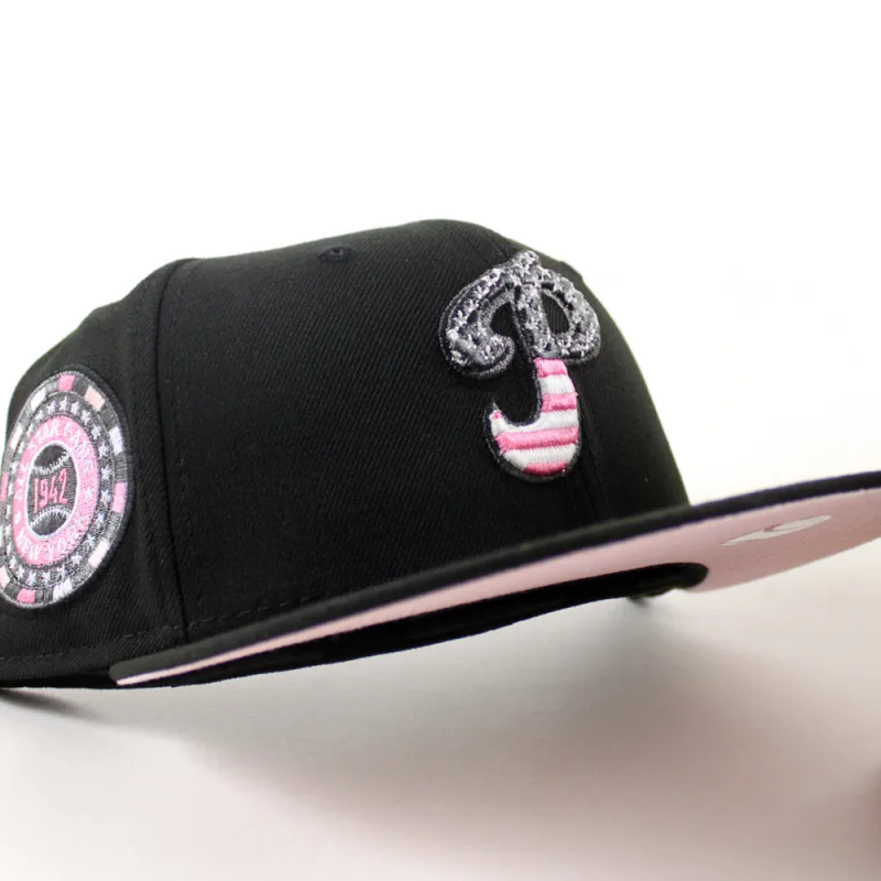 New Era Philadelphia Phillies fitted hat Black Gray Under Brim colorway - Philadelphia Phillies 1942 All Star Game 59Fifty New Era Fitted Hat (Black Gray Under Brim)