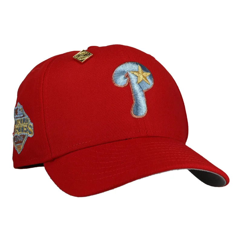 New Era Philadelphia Phillies fitted hat grey, red, copper colorway - Philadelphia Phillies 2008 World Series Red Copper Metallic 59Fifty Fitted Hat