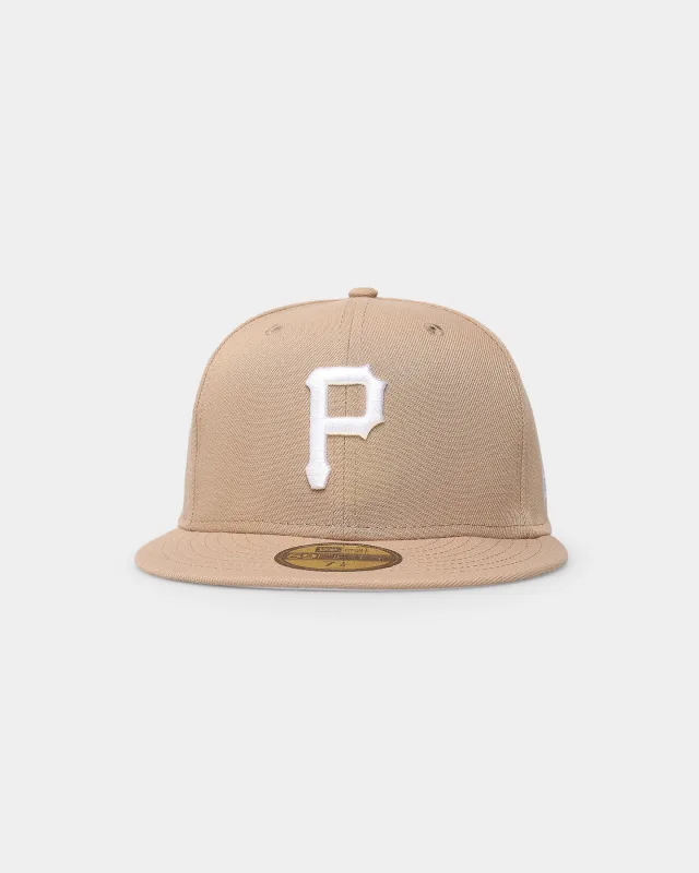 New Era Pittsburgh Pirates fitted hat white, red, camel colorway - New Era Drops Clean Pirates Fitted in Camel White Colorway