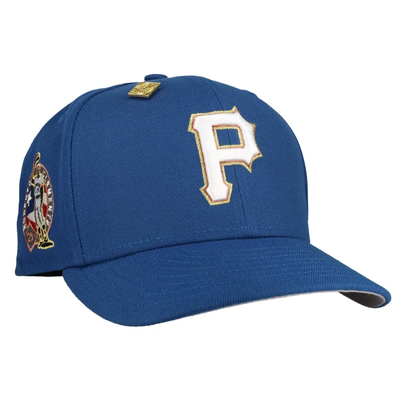 New Era Pittsburgh Pirates fitted hat grey, blue, gold colorway - New Era Honors Roberto Clemente with Blue Gold Metallic Pirates Fitted