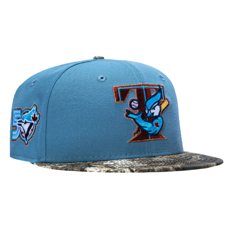 New Era Toronto Blue Jays fitted hat Indigo, Realtree colorway - New Era 59Fifty APX Realtree Toronto Blue Jays 50th Anniversary Patch 2003 Hat – Indigo, Realtree